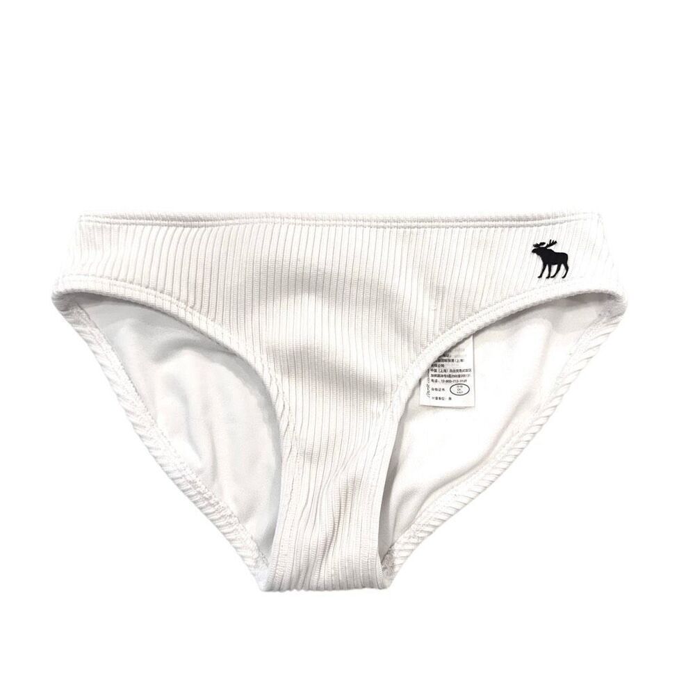 Abercrombie Kids Ribbed Logo Swim White Bikini Bottom Size 7/8